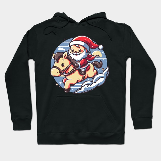 Cute Santa Riding a Horse Hoodie by Xopaw